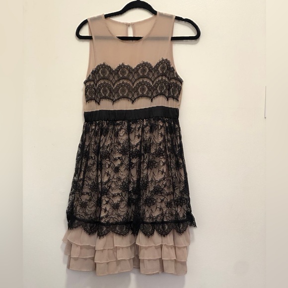 Dresses & Skirts - Cocktail Dress with Black Lace and ruffles, size SMALL, see through fabric.